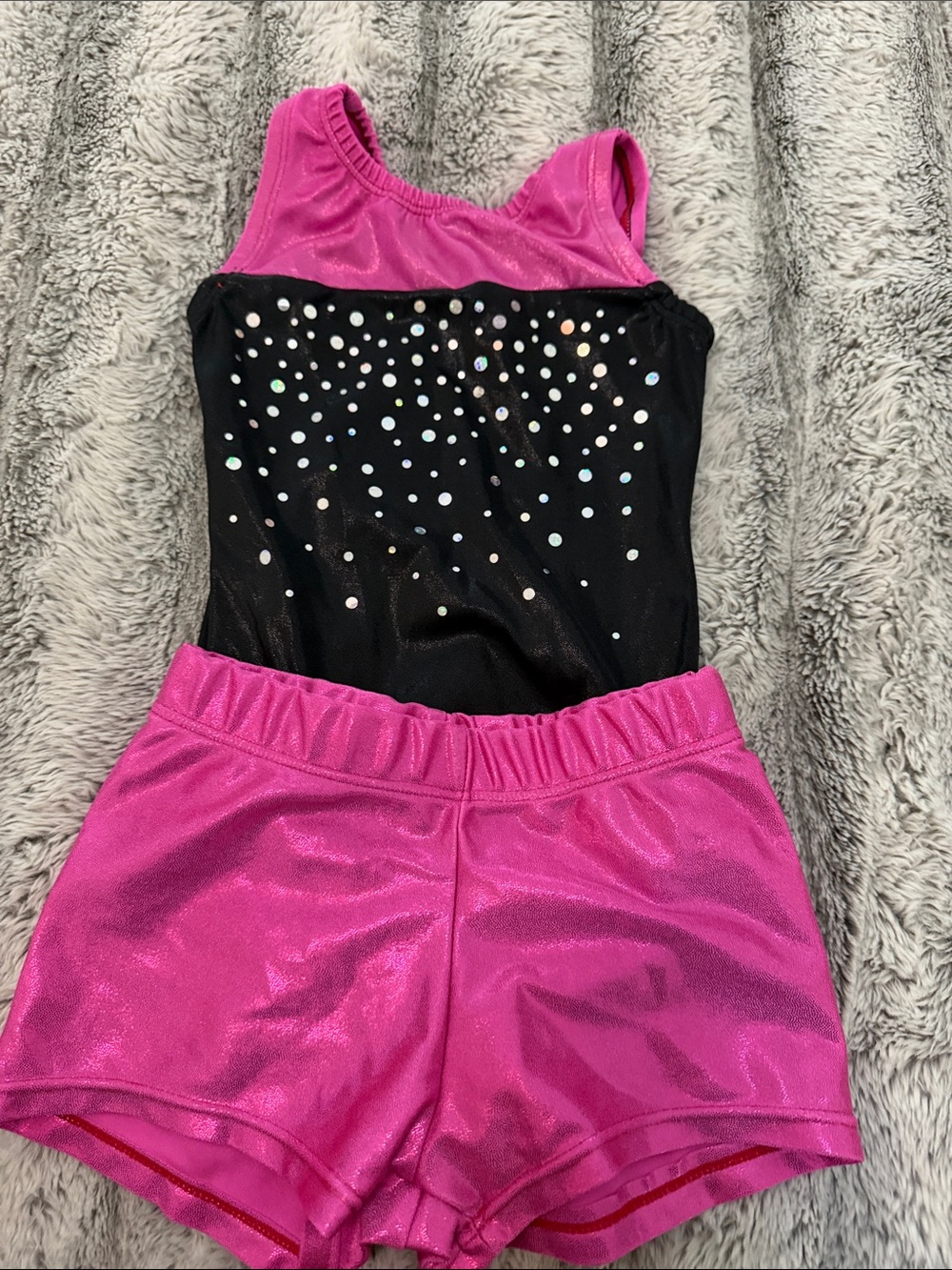 Garland GirlsGymnastics Leotard Shorts Set Pink Black - Size CM